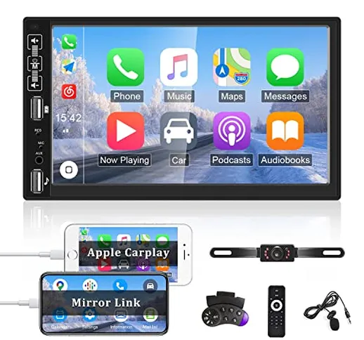 Autoradio Bluetooth con Carplay & Android Auto, 2 DIN Car Stereo con 7 Pollici HD Touchscr...