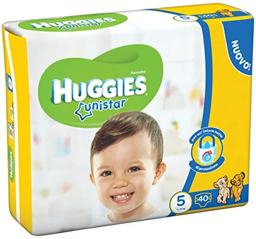 Huggies Unistar Pannolini, Taglia 5 (11-25 kg), Confezione da 40 Pannolini