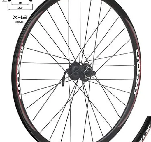 Crosser - Ruota Anteriore X-12,28", mozzo Shimano M475, Blocco Centrale, Solo per Freni a...