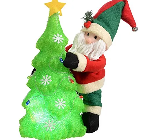 Natale wer 39 cm pre-illuminato luce "Babbo Natale" albero di Natale decorativo con LED ch...