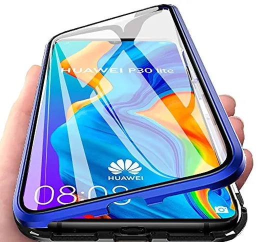 Custodia per Huawei P30 Lite Cover Adsorbimento Magnetico Case 360 Gradi Protezione Doppio...