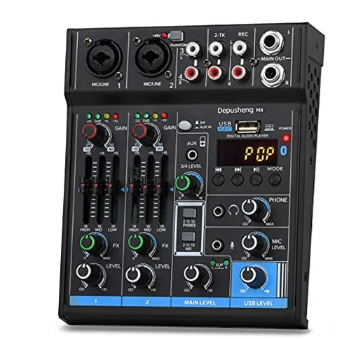 Mixer audio professionale Scheda audio Console interfaccia di sistema USB digitale a 4 can...