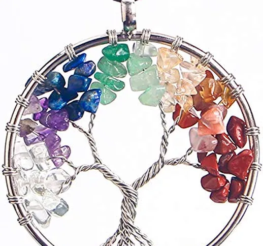 ORYCOOL Collana Albero della Vita, Collana 7 Chakra con Ciondolo Pietra Ametista, Collana...