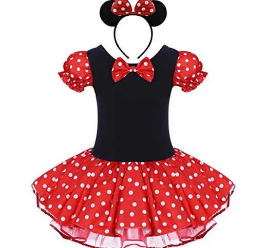 IBTOM CASTLE Costume per Halloween o Carnevale da Minnie, per Bambina Polka Dots Tutu Prin...
