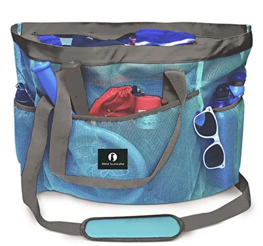 Red Suricata Borsa da Spiaggia Grande in Rete - Borsa Mare Donna XXL - Borse Piscina con C...