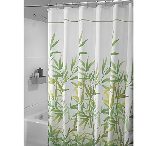 mDesign tenda doccia antimuffa – 180 x 200 cm – tenda colore verde – tenda per doccia e pe...
