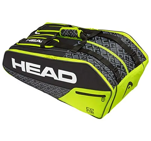 HEAD Core 9R Supercombi, Borsa per Racchetta Unisex Adulto, Black/Neon Yellow