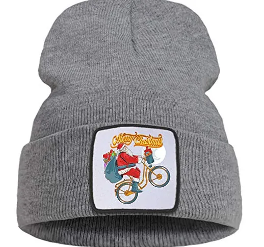 ZZDGFC Natale Babbo Natale Sta Cavalcando Una Bicicletta Cappello Invernale Cappello da Es...