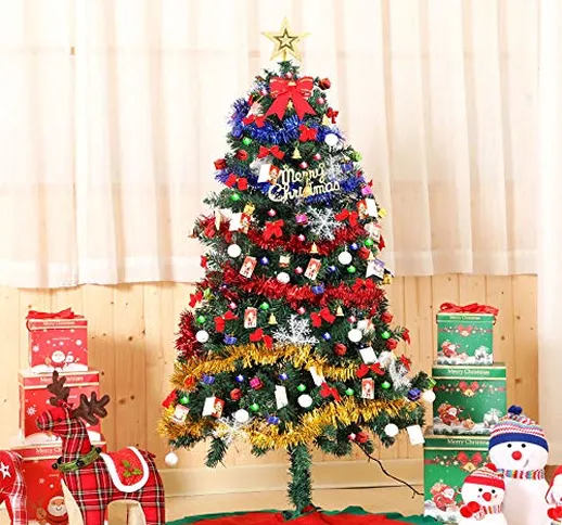 Cycle Crafts Albero di Natale Artificiale,Albero di Natale 150cm ，Artificiale con luci e...