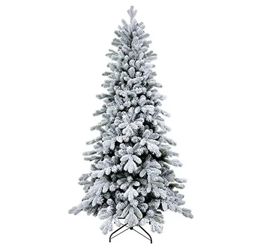 Albero di Natale Cervino Slim 180 cm - Innevato e folto | Albero bianco artificiale in PVC...