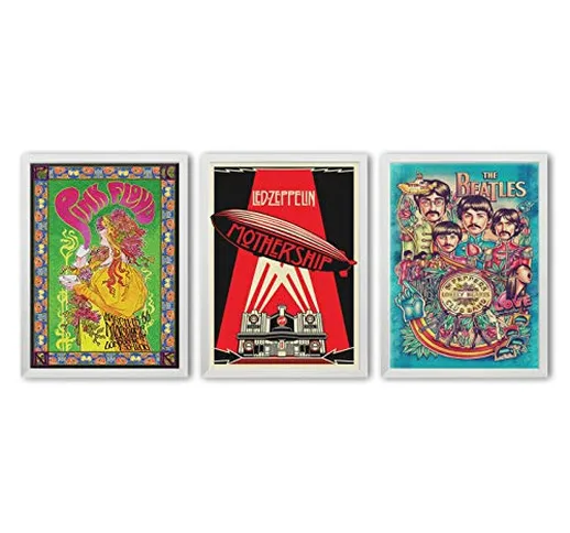 LAB NO 4 Set of Three Pink Floyd Marquee '66 | LED Zeppelin Mothership | The Beatles Peppe...