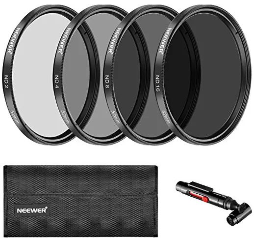 Neewer Kit Filtri a Densità Neutra 52mm ND2/4/8/16 Accessori per Camere DSLR Nikon D3300/3...