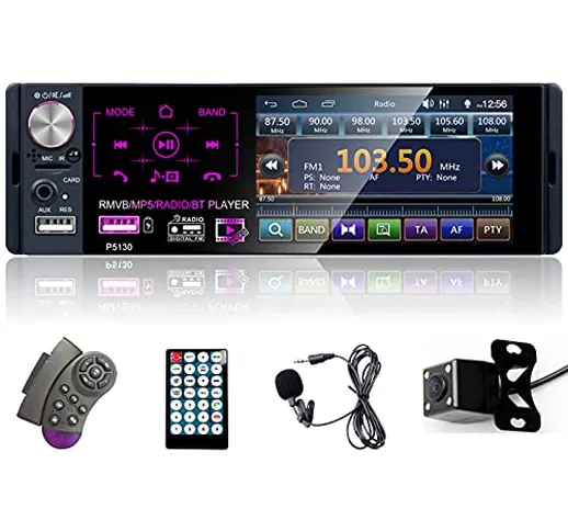 Podofo Autoradio 1 Din con Schermo Stereo Auto Bluetooth Radio Auto Vivavoce Microfono Int...