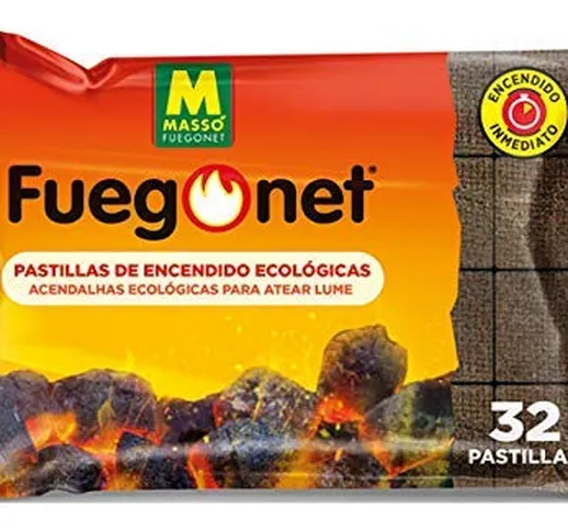 Massó Fuegonet Pastiglie di Accensione Ecologiche per Barbecue e Camini 1 Confezione da 32...