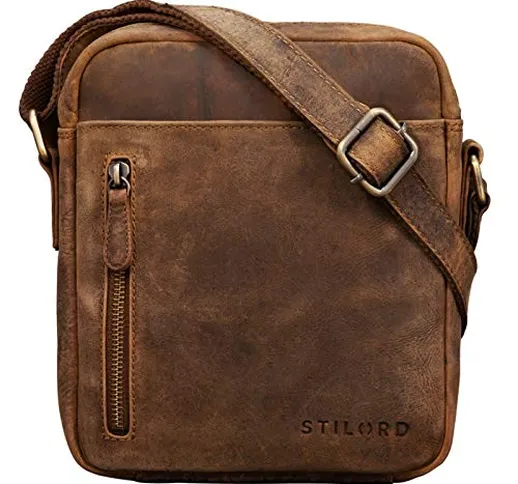 STILORD 'Kennedy' Borsa a Tracolla Piccola Uomo Borsello Vintage in pelle Casual per Table...