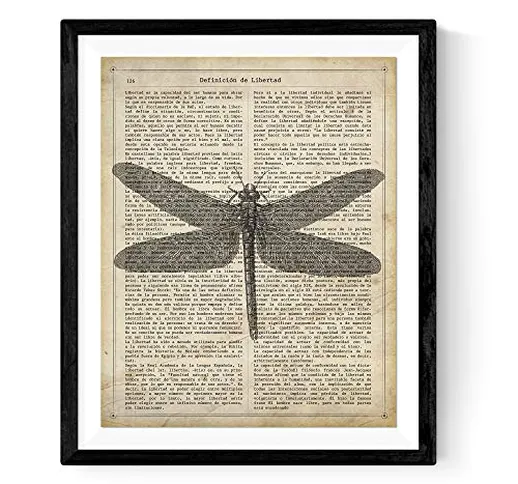Nacnic Poster Dragonfly. Stampa del Dizionario Definizione Poster Vintage libertà. Cornici...