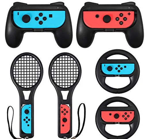 LiNKFOR 3 In 1 Kit per Nintendo Switch 2 Grip Impugnature 2 Racchette da Tennis e 2 Volant...
