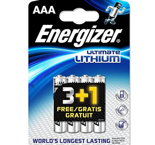 Energizer L91-2 confezioni da 3+1 batterie al litio AAA (totale di 8 pezzi)