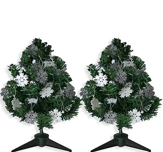 Banberry Designs Pinetti con forma di fiocco di neve – Set di 2 mini alberi di Natale con...