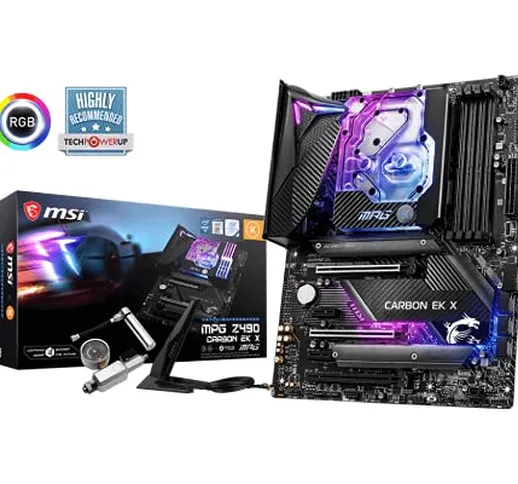 MSI MPG Z490 Carbon EK X Scheda Madre Gaming, 4X DDR4, 3X PCIe 3.0 x16, 6X SATA, 2X M.2, 7...