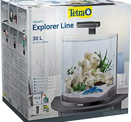 Tetra Explorer Line - Set completo per acquario, 30 l, design acquario con parabrezza curv...