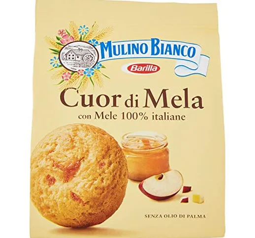 Mulino Bianco Biscotti Frollini Cuor di Mela, Colazione Ricca di Gusto, Senza Olio di Palm...