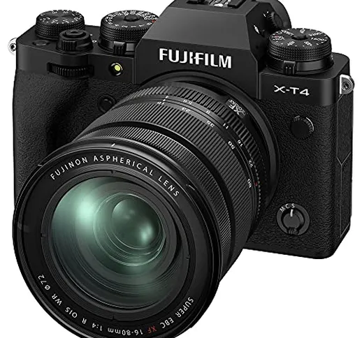 Fujifilm X-T4 Fotocamera Digitale Mirrorless 26MP con Obbiettivo XF16-80mmF4 R OIS WR, Sen...