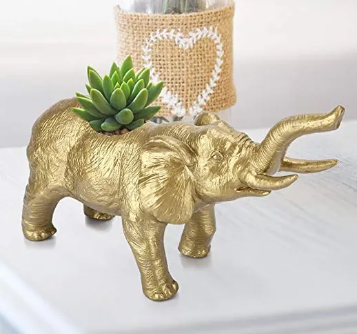 Elefante in oro a forma di vaso da fiori in plastica Cactus Contenitori succulenti Decorat...