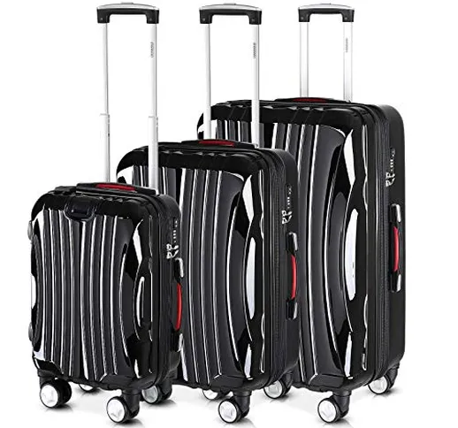 Monzana Set da 3 Valigie Trolley Ikarus M L e XL Presa USB e Antifurto TSA Valigia rigida...