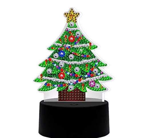 Luce a LED per albero di Natale 5D fai da te con strass a punto croce e mosaico notturno,...