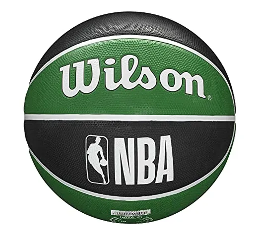 Wilson Pallone da Basket NBA TEAM TRIBUTE BSKT, Utilizzo Outdoor, Gomma, Misura 7, Verde/N...