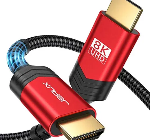 Cavo HDMI 8K 2M, JSAUX Cavo HDMI 2.1 ad Alta Velocità 48 Gbps 8K@60 Hz, 4K@120 Hz, Support...