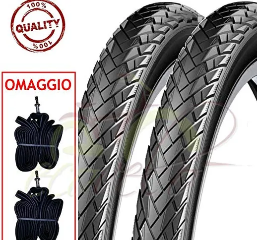 Deestone EBA24NES 2 COPERTONI Neri + 2 Camera d'Aria 24 X 1.75 (44-507) City Bike Bici GRA...