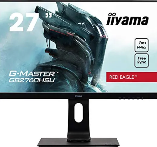 iiyama G-MASTER Red Eagle GB2760HSU-B1 68.6 cm, 27 Pollici, Gaming Monitor Full-HD 144Hz,...