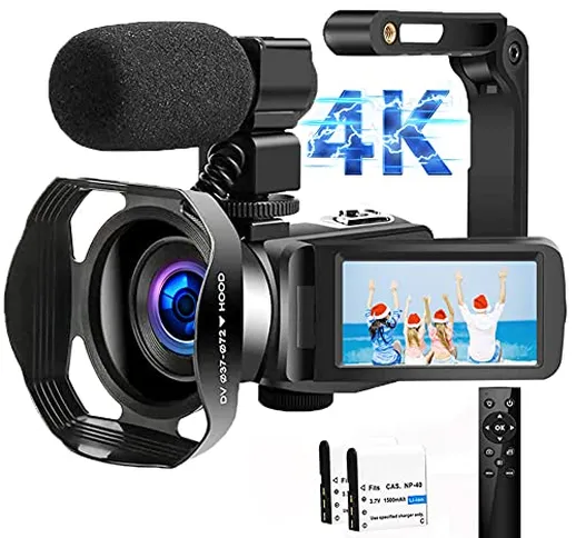 Videocamera 4K Ultra HD 48MP Videocamera Digitale IR Visione Notturna WiFi Video Camera Zo...