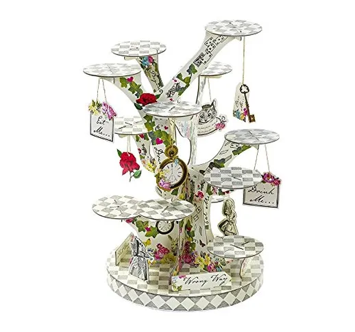 Talking Tables Alzata per Dolci Alice nel Paese De, Carta, Multicolour, 59x27x2.5 cm