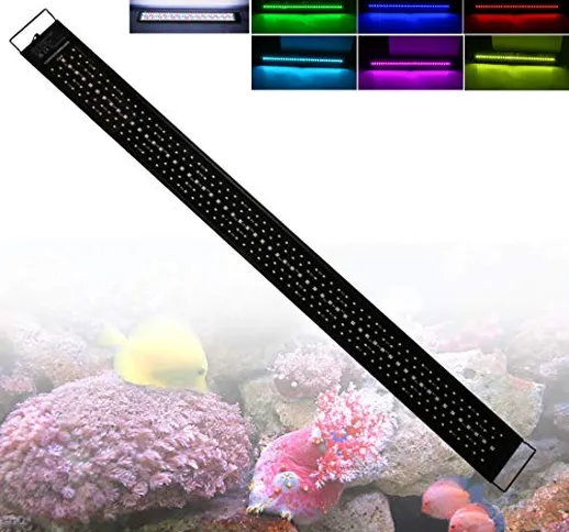 Illuminazione per Acquario con Timer e Supporto Estensibile 120cm 60W 6000-10000K Dimmerab...