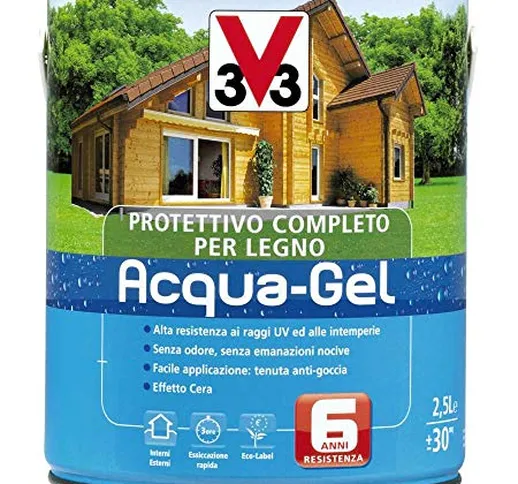 Impregnante Protettivo Completo Legno Acqua-Gel Antigoccia V33 - Varie Colorazioni (2,50 L...