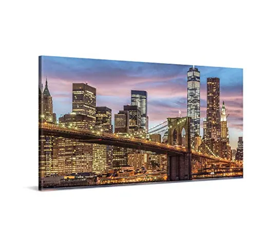 PICANOVA – Quadro Moderno – New York Manhattan Brooklyn Bridge 100x50cm – Stampa su Tela I...