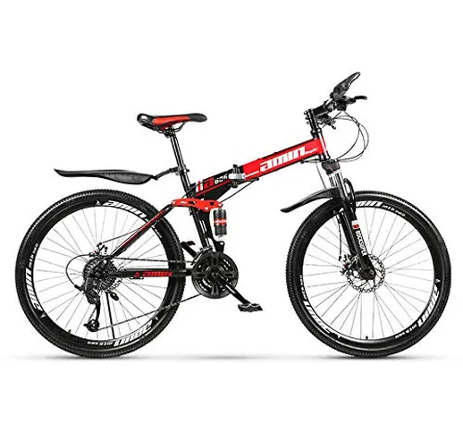 PsWzyze Pieghevole Bike ，Mountain Bike Pieghevole da 24 Pollici, Mountain Bike a Sospensi...