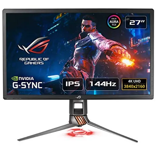 ASUS ROG SWIFT PG27UQ 27'' 4K Gaming Monitor, 144 Hz, G-SYNC Ultimate, △E<3, 384 Zones Loc...