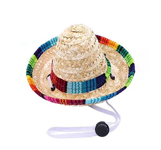 UKCOCO Cappello Sombrero Cane, Regolabile Chihuahua Cappellino, Natale Costume Messicano A...