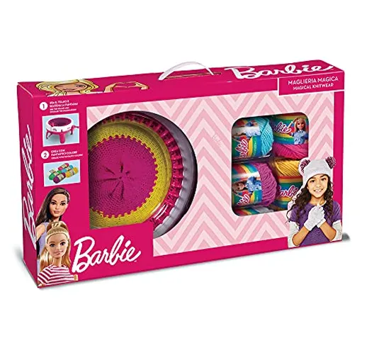 Grandi Giochi-Maglieria Magica Barbie-Telaio con 6 gomitoli colorati-GG00596, 805136200596...