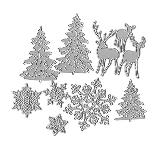Koehope - Fustelle a forma di albero di Natale, fiocco di neve, cervo, in metallo, per alb...