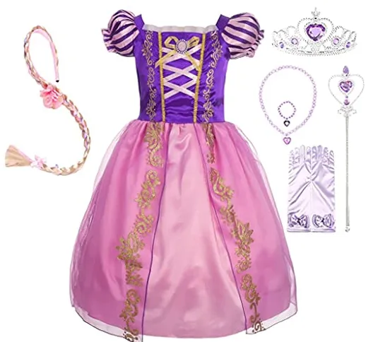 Lito Angels Costume da Principessa Rapunzel con Accessori per Bambina, Vestito da Festa di...