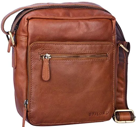 STILORD 'Nathan' Borsello da Uomo a tracolla in pelle Piccola borsa messenger in Cuoio a S...