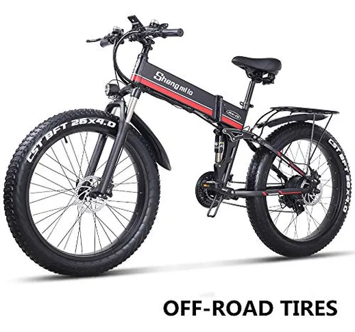 Skyzzie Bici Elettrica Mountain Bike Pieghevoli 26" Bici ibride 1000W Bici Montagna E-Bike...