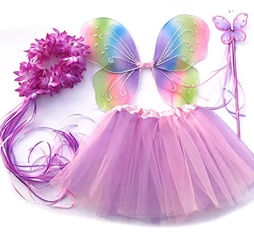 Tante Tina Costume Farfalla per Bambina - Vestito Farfalla da Bimba in 4 Pezzi, Quali Gonn...