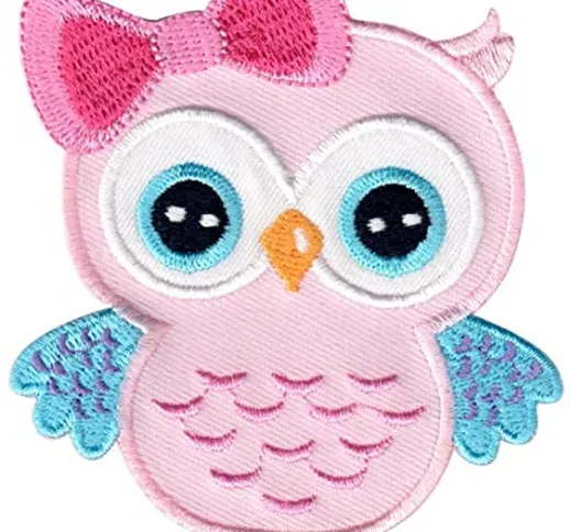 PatchMommy Toppa Termoadesiva Gufo Rosa e Blu Patch Ricamate per Ferro da Stiro o per Cuci...