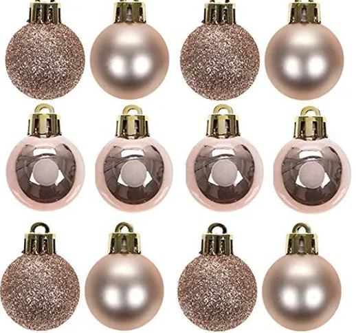 Toyland Confezione da 32-25mm Palline per Albero di Natale in Oro Rosa - Design Lucido Opa...